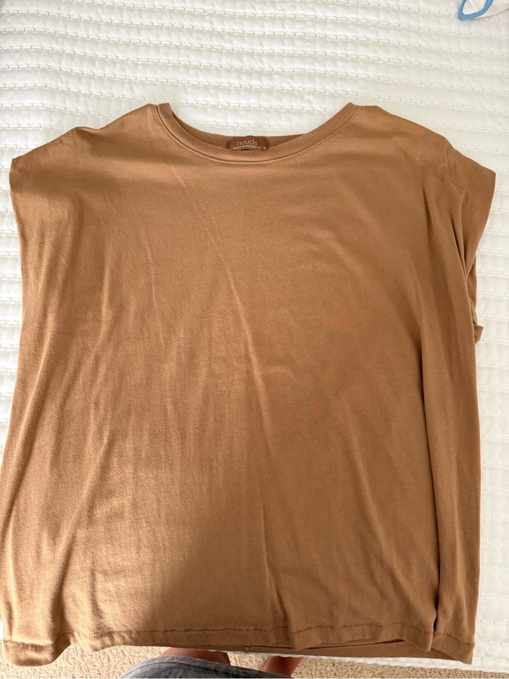 Nuuds Cap Sleeve Brown Tee - XS